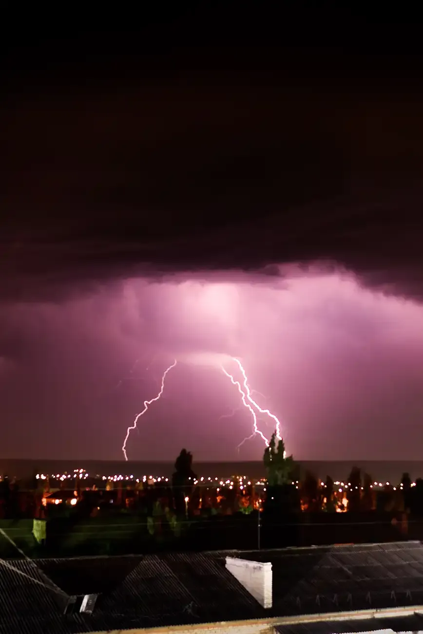 Storm clouds over a neighborhood